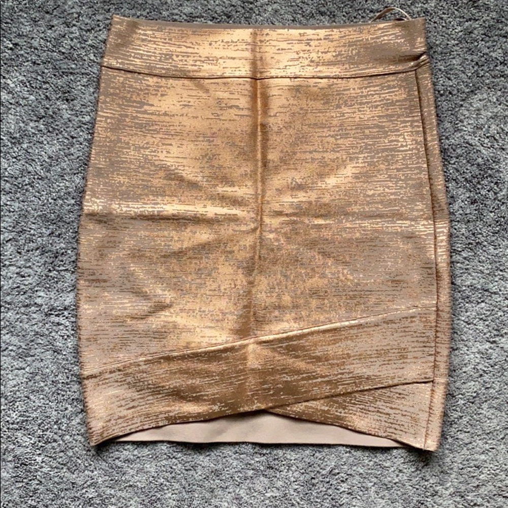 BCBG Rose Gold bandage skirt